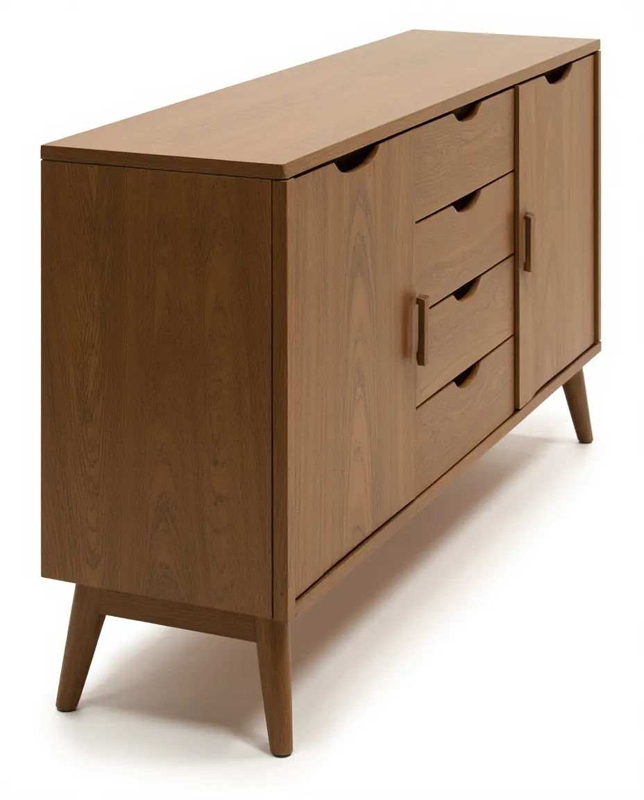 Concept rendering of a large smoked-oak sideboard