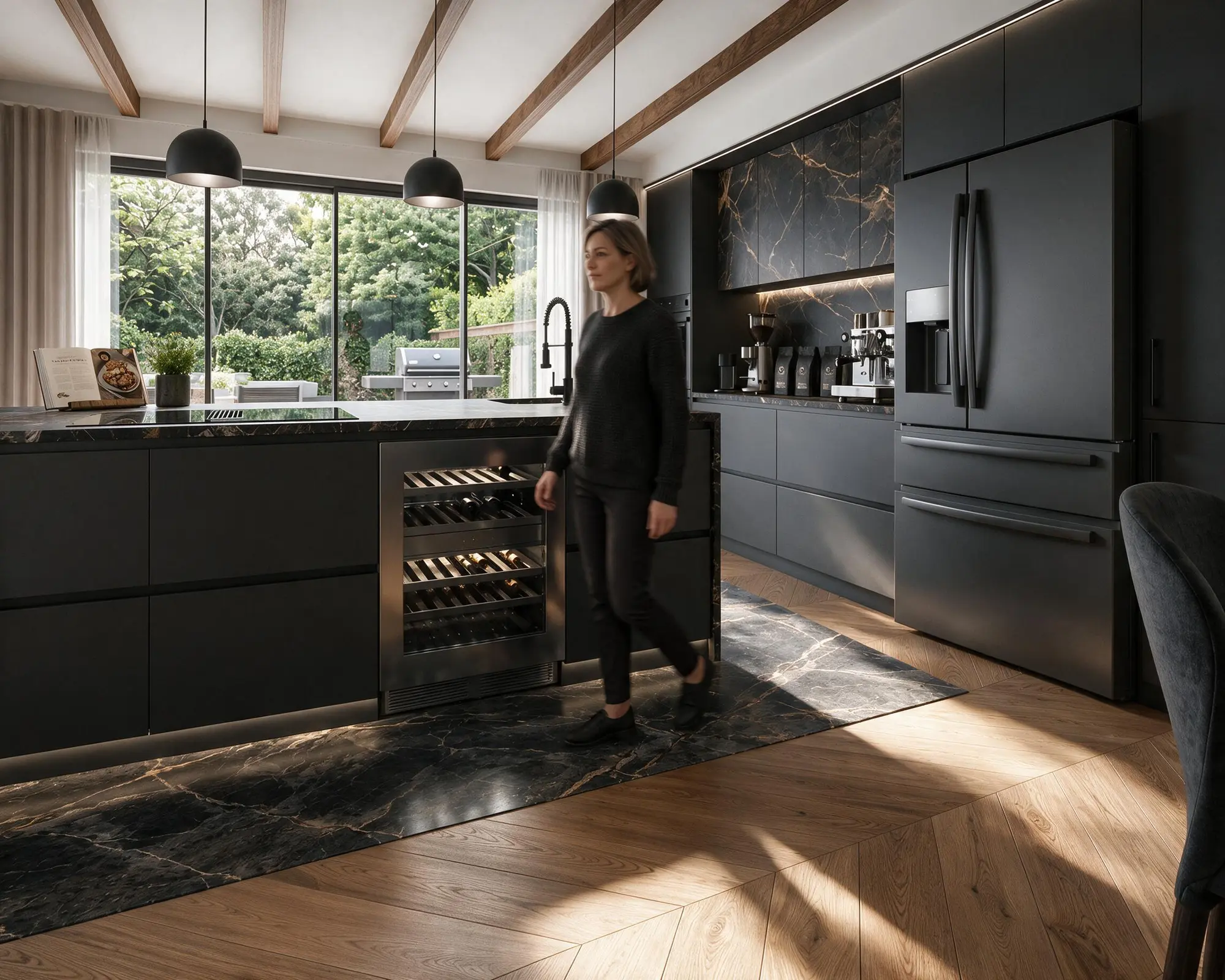 Dark contemporary kitchen with integrated cabinetry